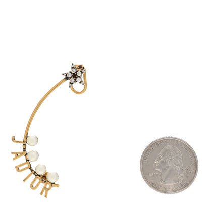Christian Dior Pearl Crystal J'Adior Star Ear Cuff Gold White 2 of 3