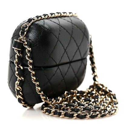 Chanel Lambskin Quilted Chain Around Airpods Pro Case With Chain Black Black 2 of 9