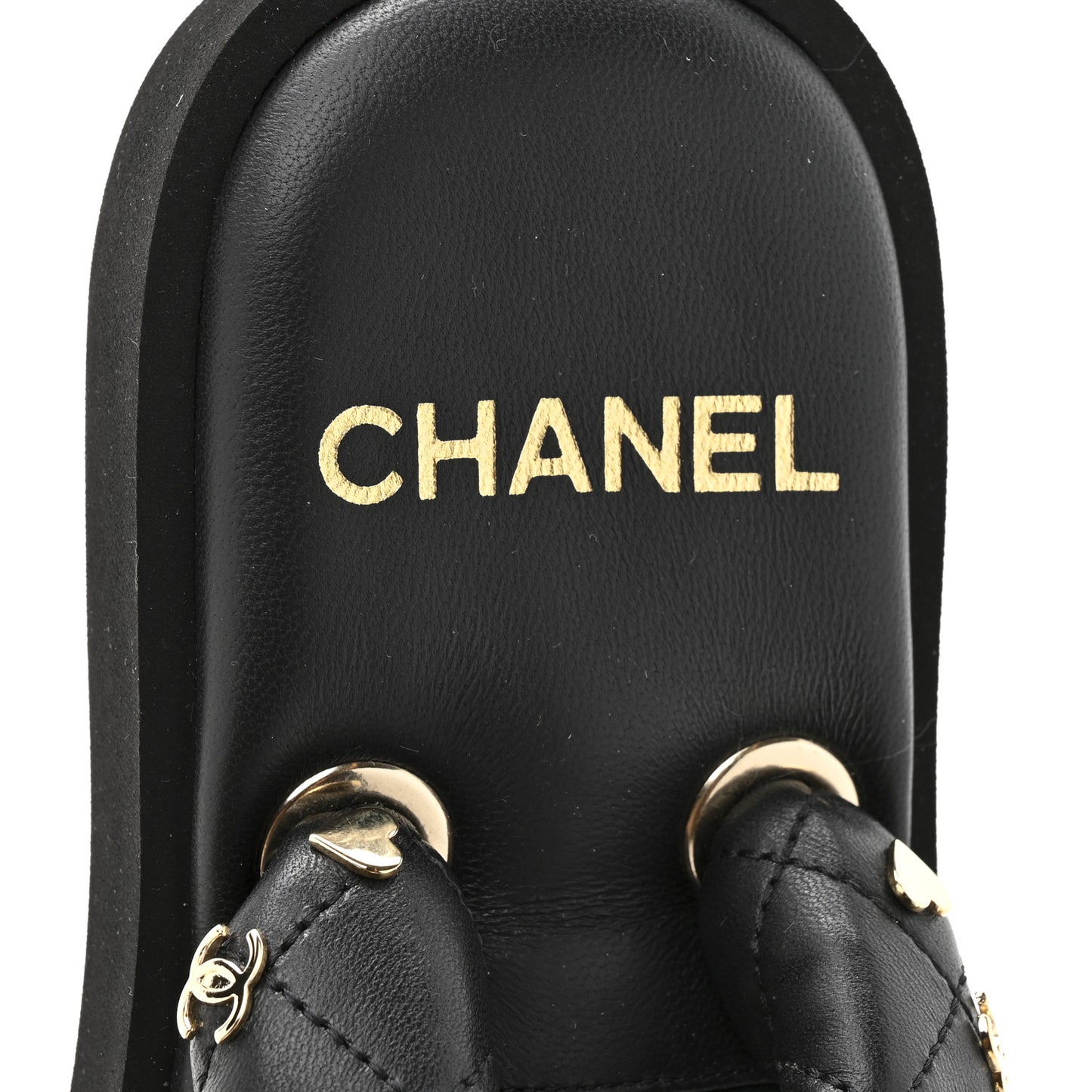 Lambskin Quilted Padded Charms Thong Sandals 36 Black