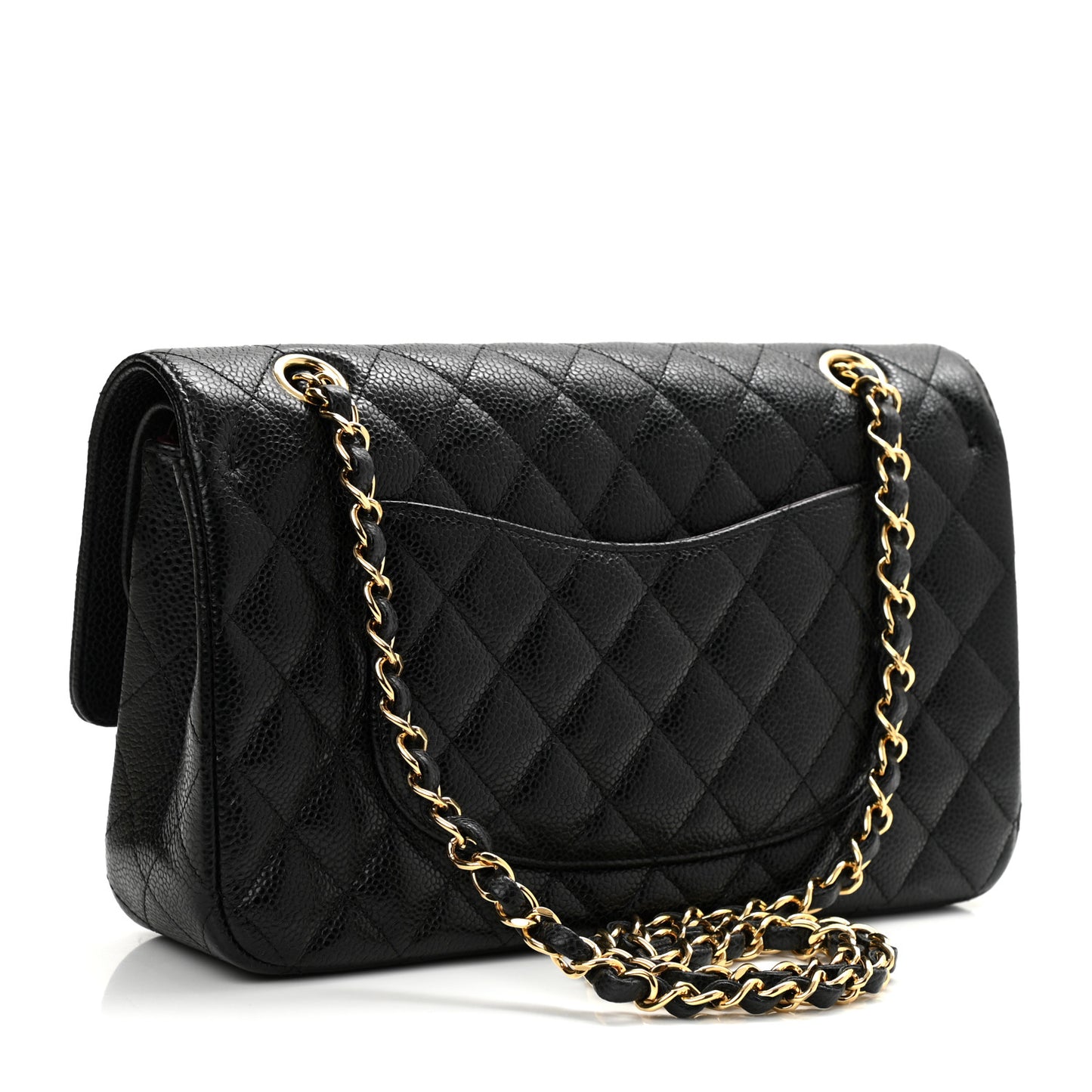 Caviar Quilted Medium Double Flap Black