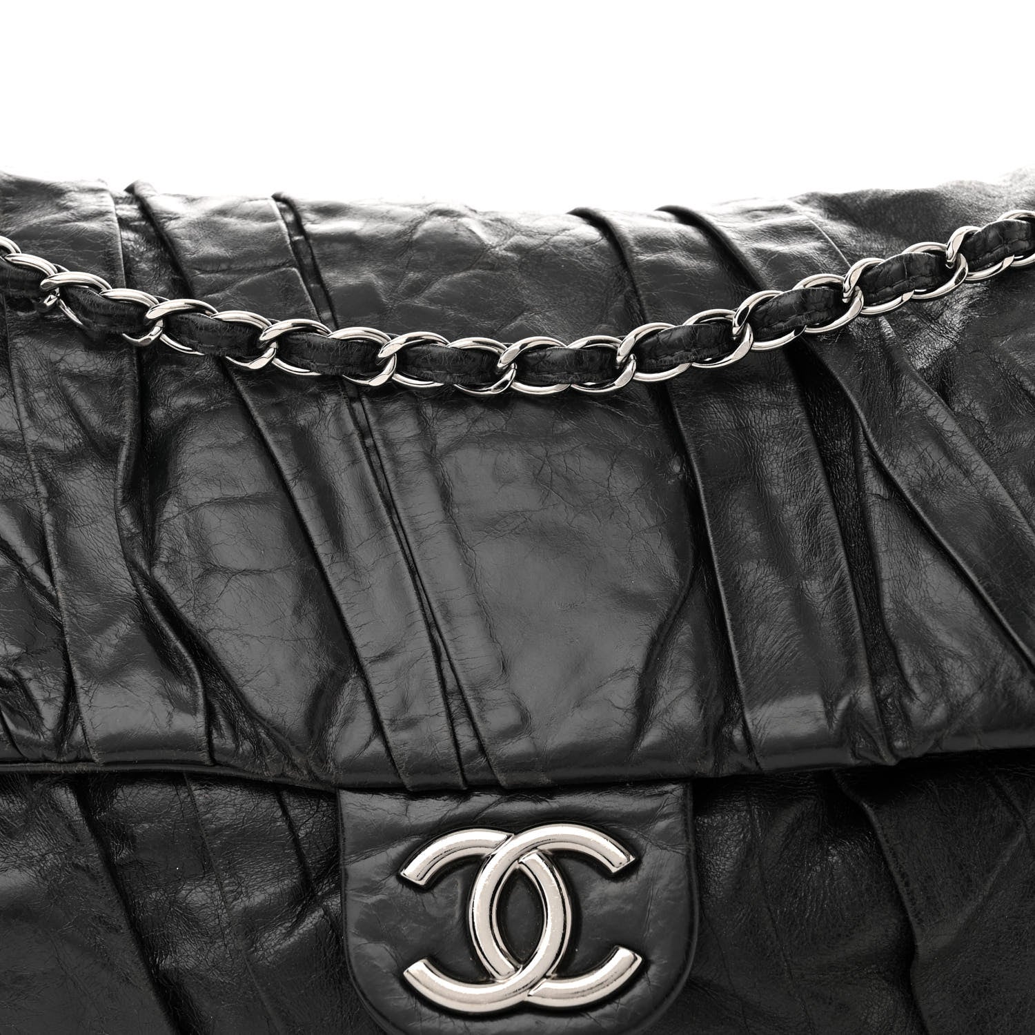 Chanel Glazed Calfskin Twisted Maxi Flap Black 7 of 11