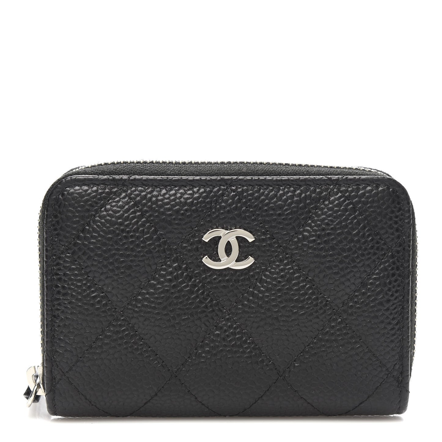 Caviar Quilted Zip Coin Purse Black