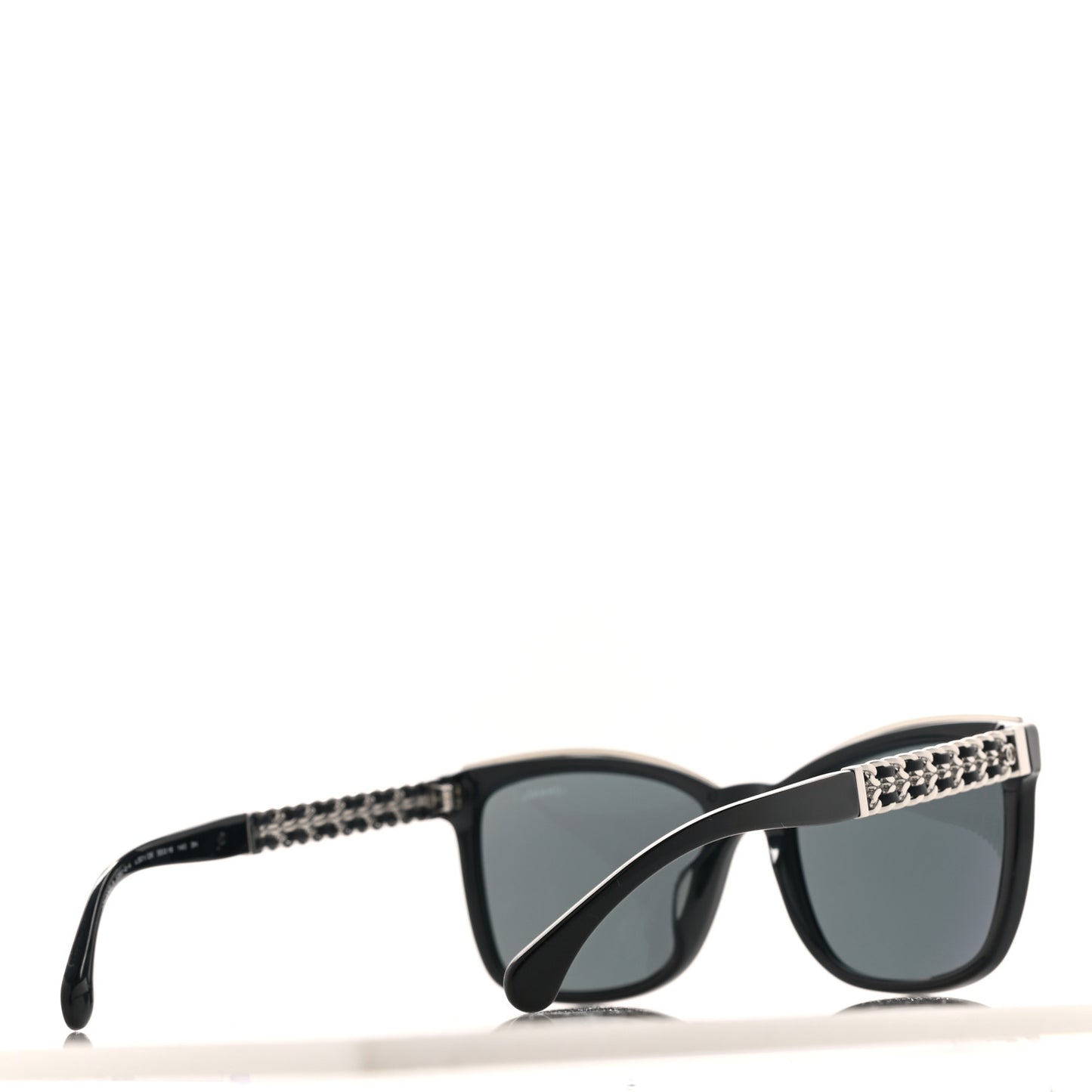 Calfskin Square Chain Sunglasses 5360-Q-A Black