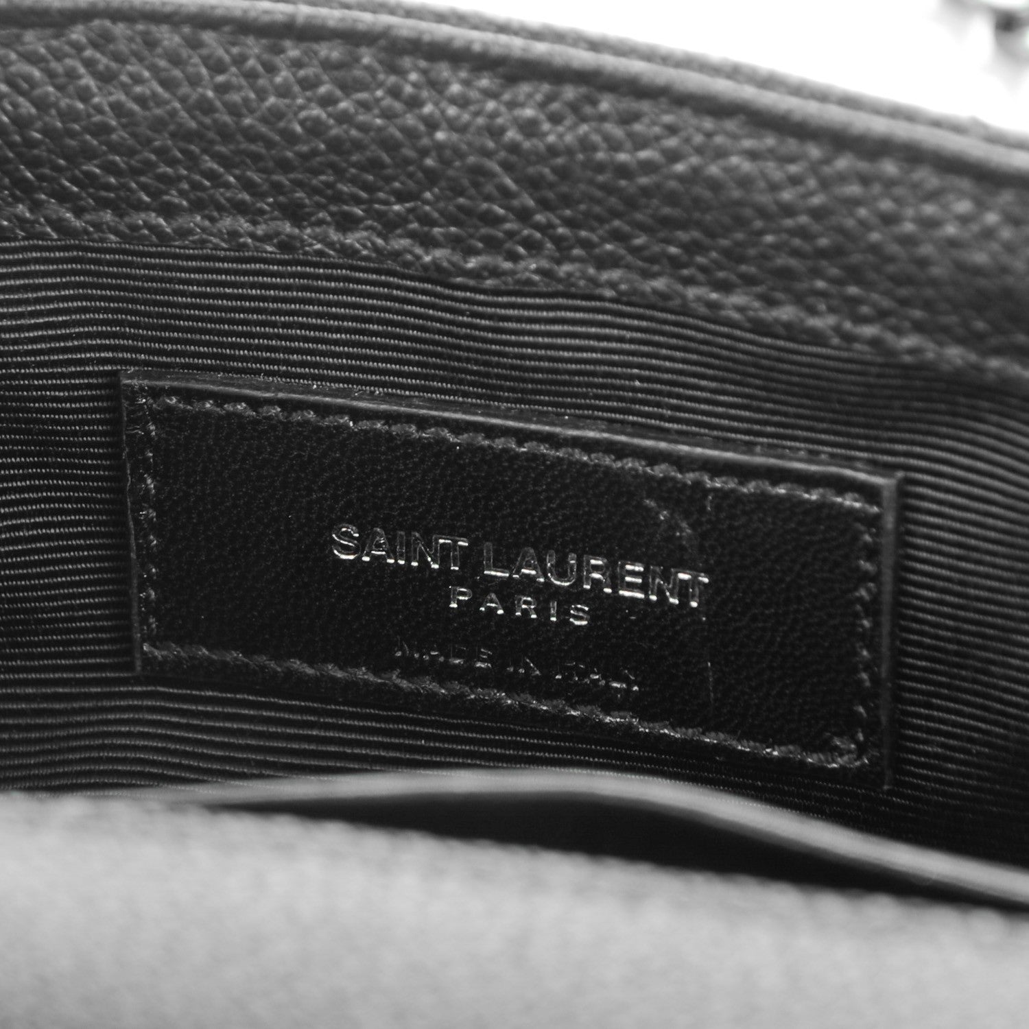 Saint Laurent Grained Calfskin Matelasse Chevron Monogram Classic Baby Chain Bag Black 7 of 7