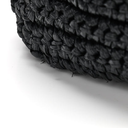 Prada Yarn Raffia Effect Crochet Small Logo Tote Black 7 of 10