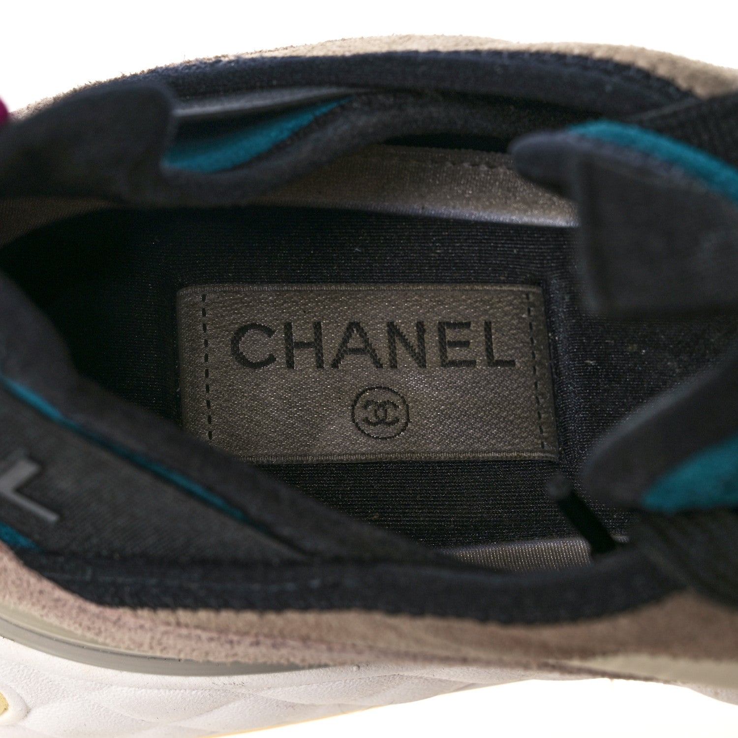 Chanel Suede Calfskin Nylon Grosgrain CC Sneakers 38.5 Beige Pink 7 of 9