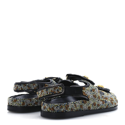 Chanel Grained Calfskin Crystal Velcro Dad Sandals 40 Black Multicolor 10 of 26