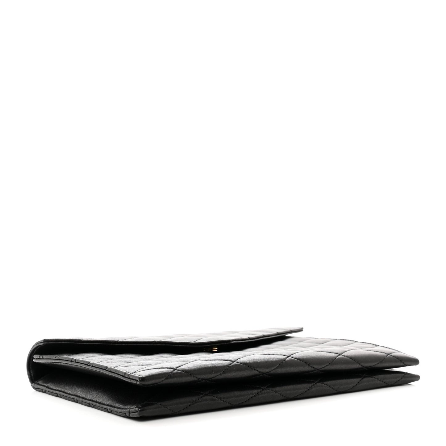 Lambskin Quilted Sade Envelope Clutch Black