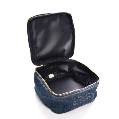 Chanel Denim Vanity Cosmetic Case Blue 5 of 8