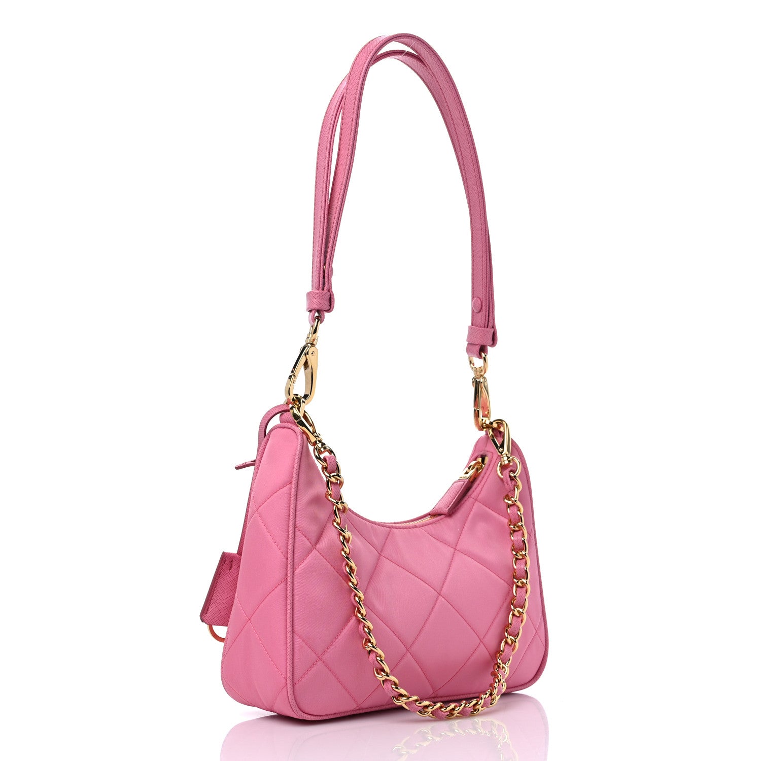 Prada Re-Nylon Saffiano Stitched Mini Re-Edition 1995 Chaine Shoulder Bag Begonia 3 of 8