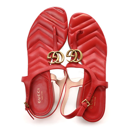 Gucci Nappa Matelasse Double G 35mm Thong Sandals 38 Maple Red 7 of 9