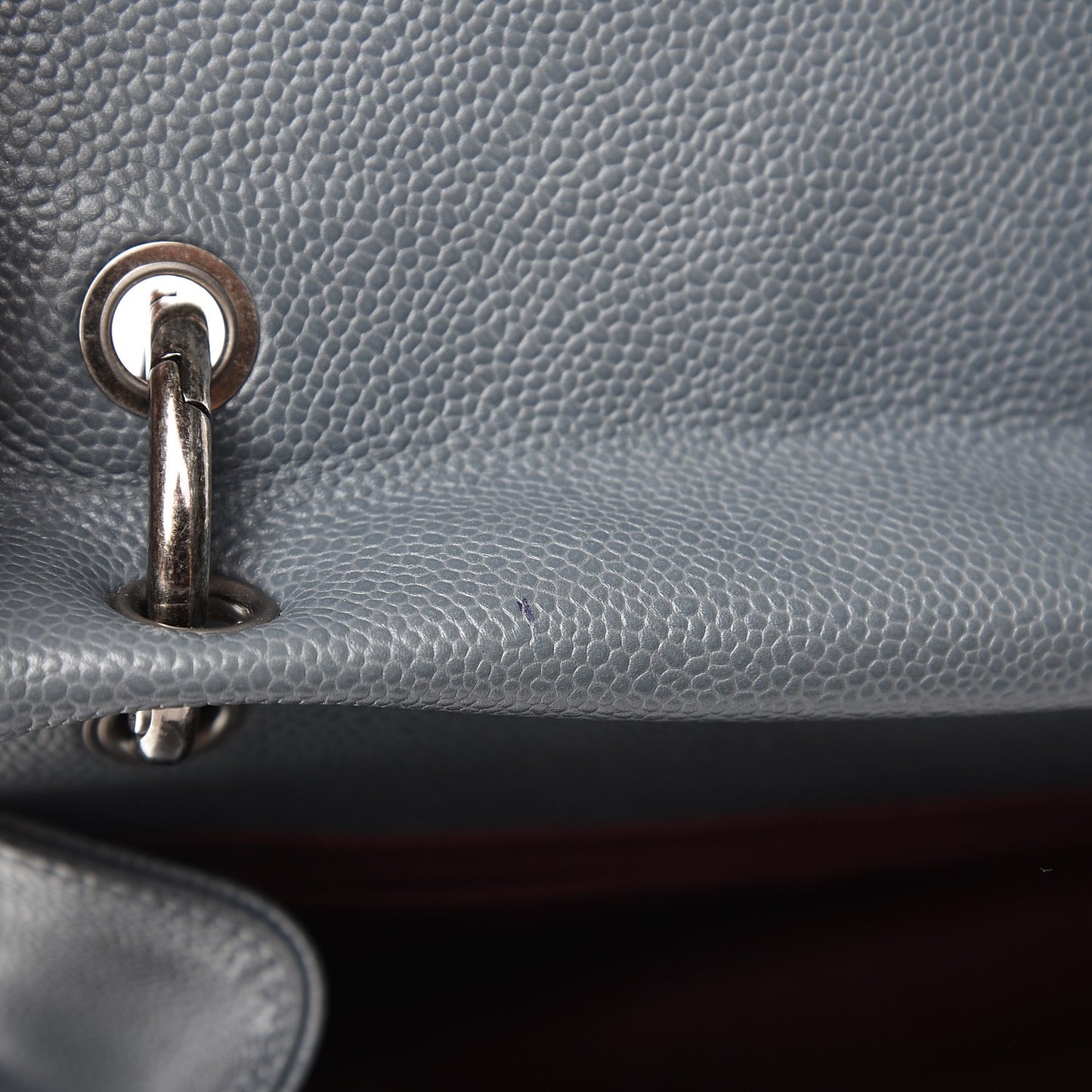 Caviar Quilted Large Retro Class Flap Grey