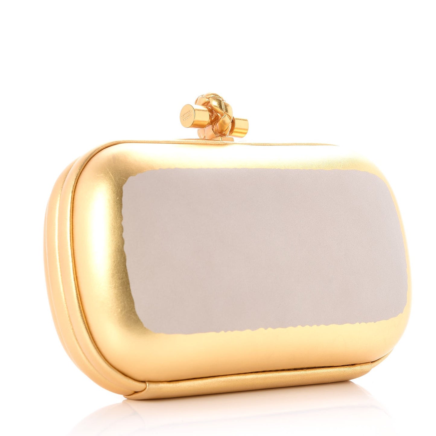 Gilded Waxed Leather Knot Clutch Gold White