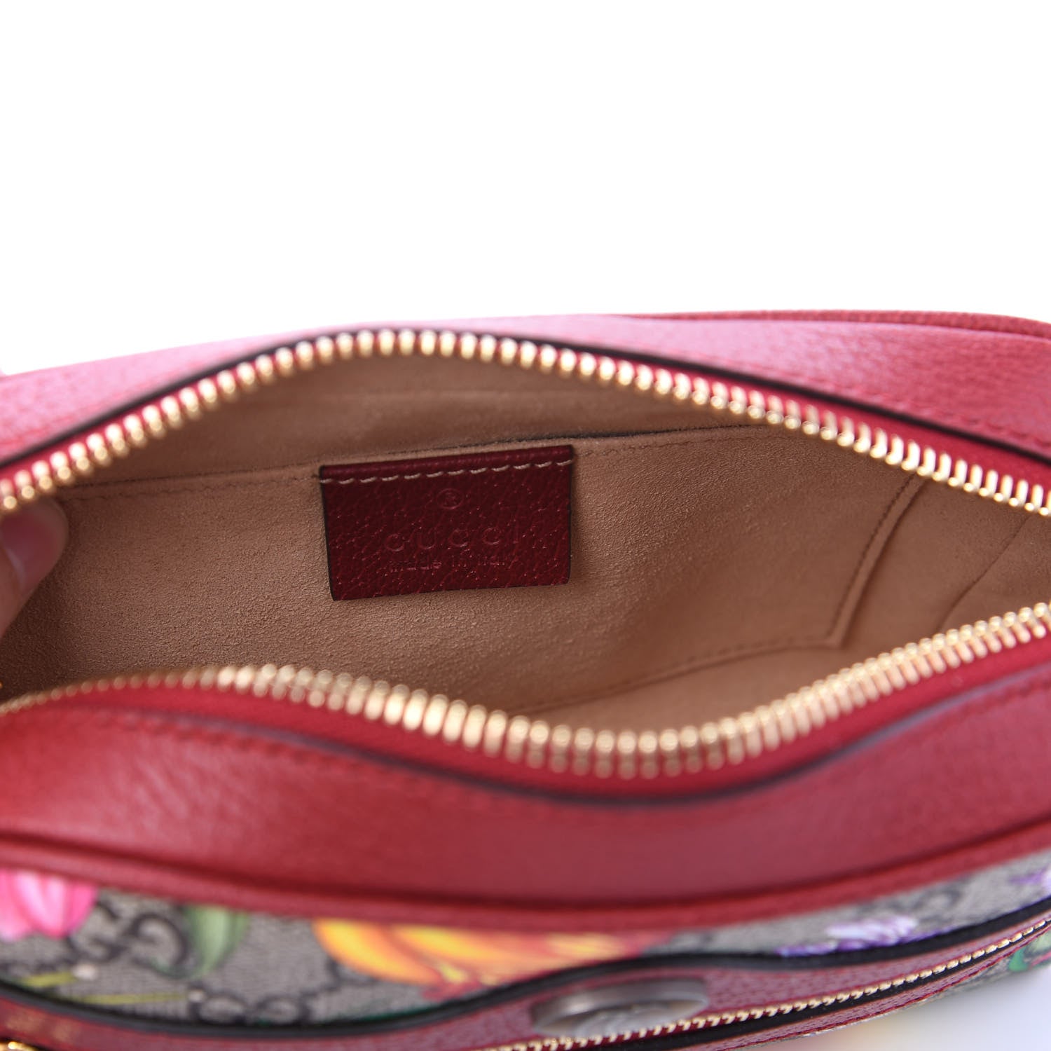 Gucci GG Supreme Monogram Flora Web Mini Ophidia Shoulder Bag Red 5 of 9