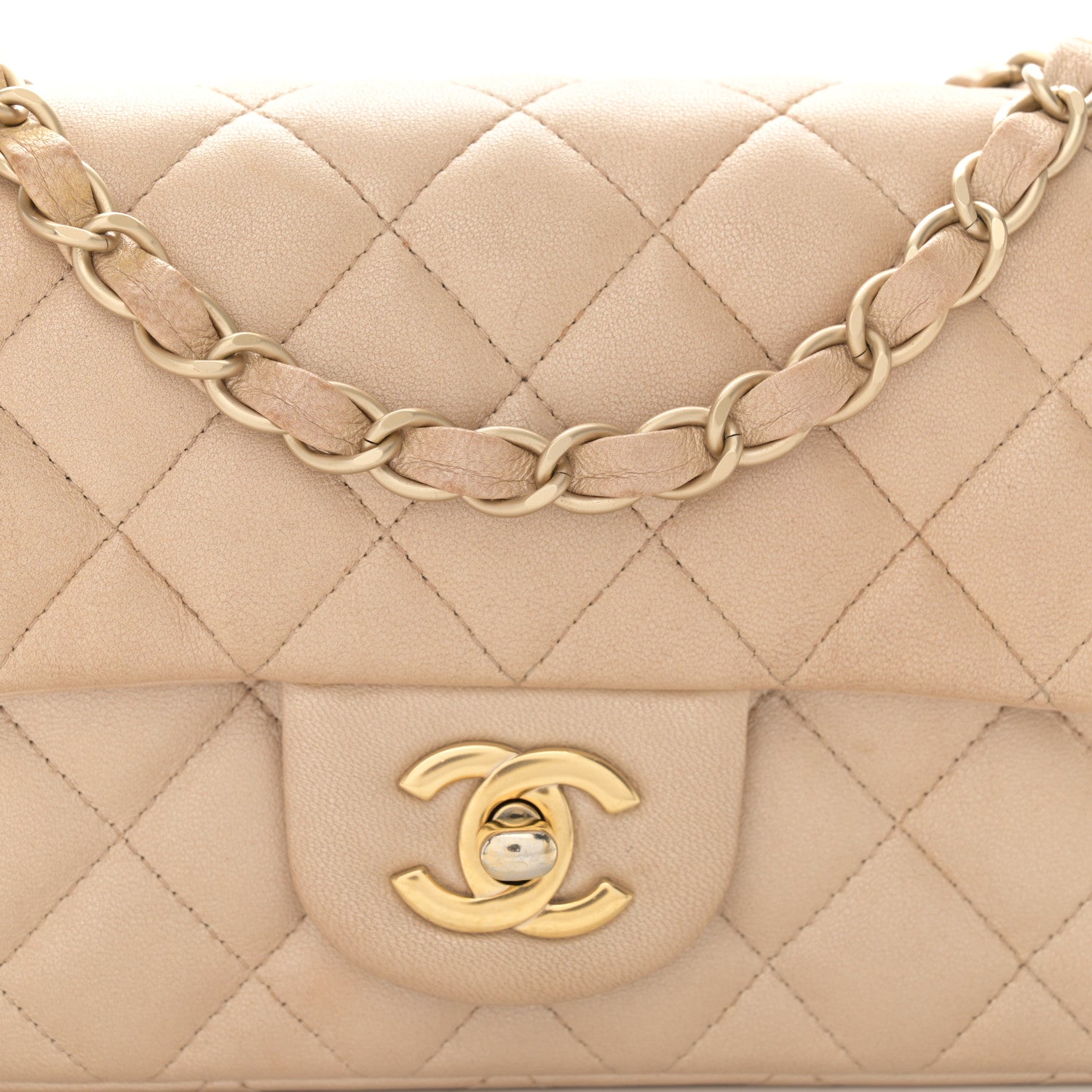 Chanel Metallic Lambskin Quilted Mini Rectangular Flap Gold 9 of 14