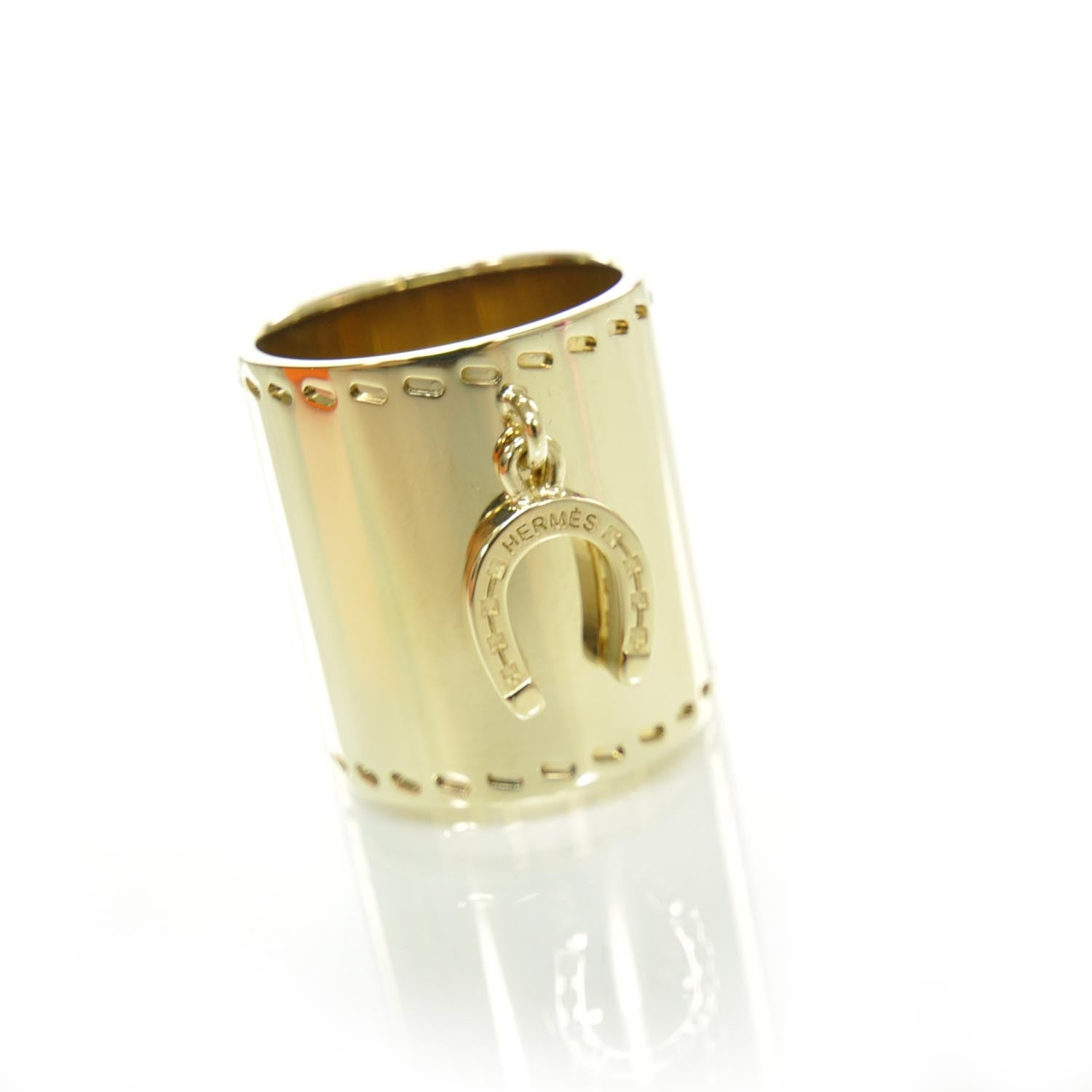 Hermes Charms Fer a Cheval Horseshoe Scarf Ring Gold 3 of 5