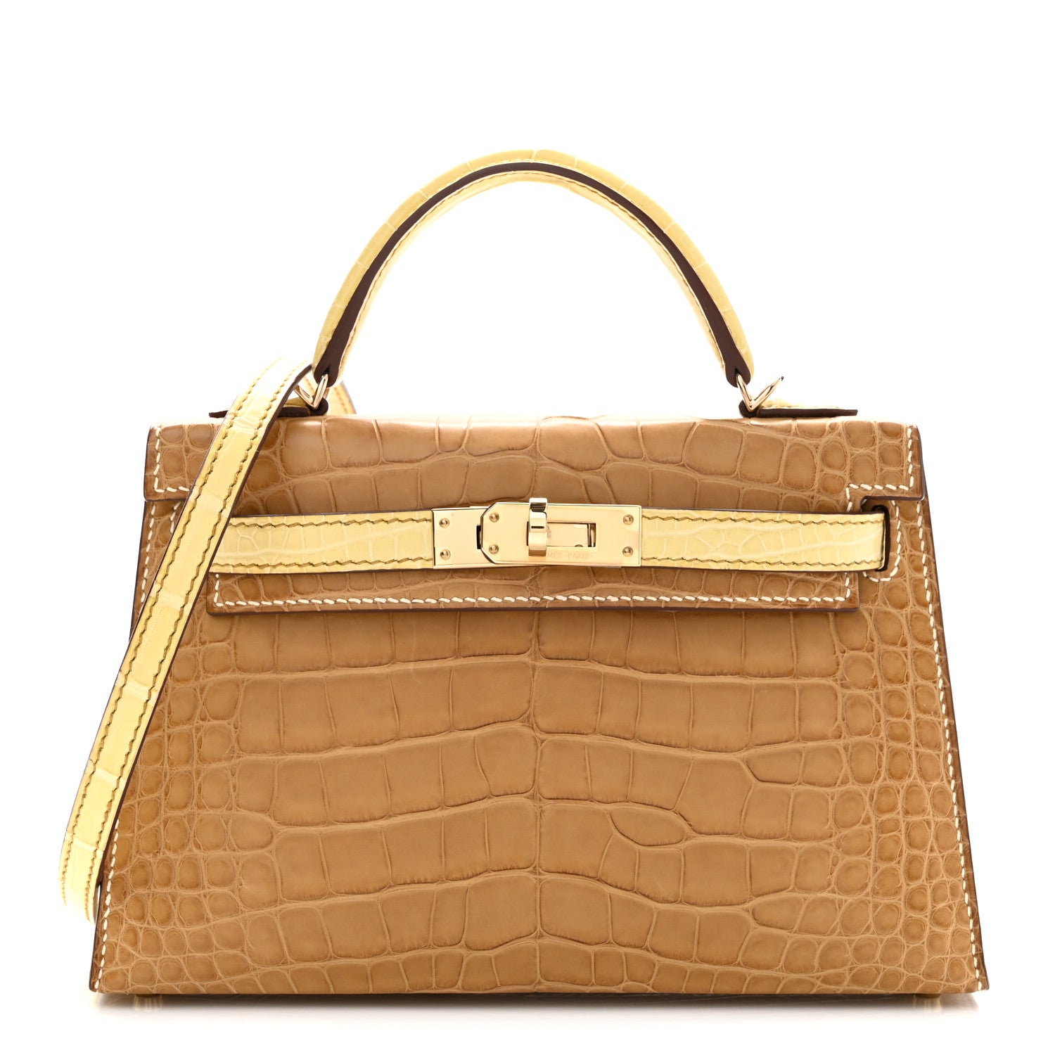 Hermes Matte Alligator Horseshoe Mini Kelly Sellier 20 Kraft Vanille 1 of 11