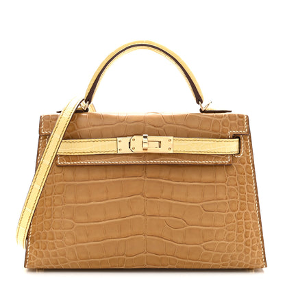Hermes Matte Alligator Horseshoe Mini Kelly Sellier 20 Kraft Vanille 1 of 11