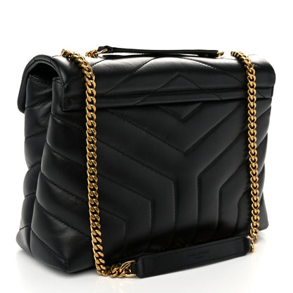 Saint Laurent Calfskin Y Quilted Monogram Small Loulou Chain Satchel Black 3 of 10