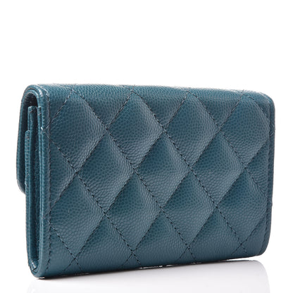 Chanel Caviar Quilted Flap Card Holder Dark Turquoise 3 of 10