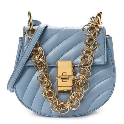 Chloe Calfskin Quilted Mini Drew Bijou Shoulder Bag Washed Blue 1 of 8