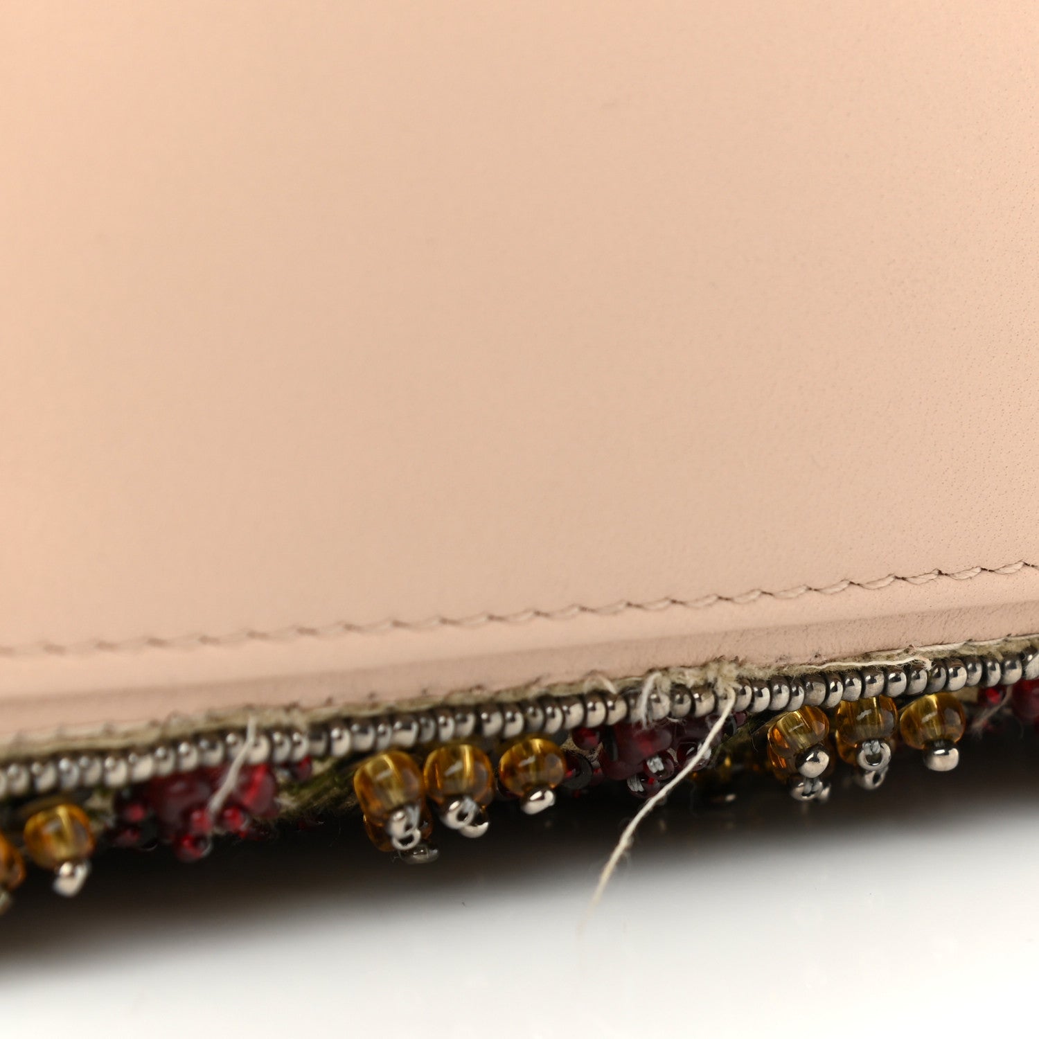 Christian Dior Calfskin Beaded Mini Lady Dior Beige Multicolor 7 of 12
