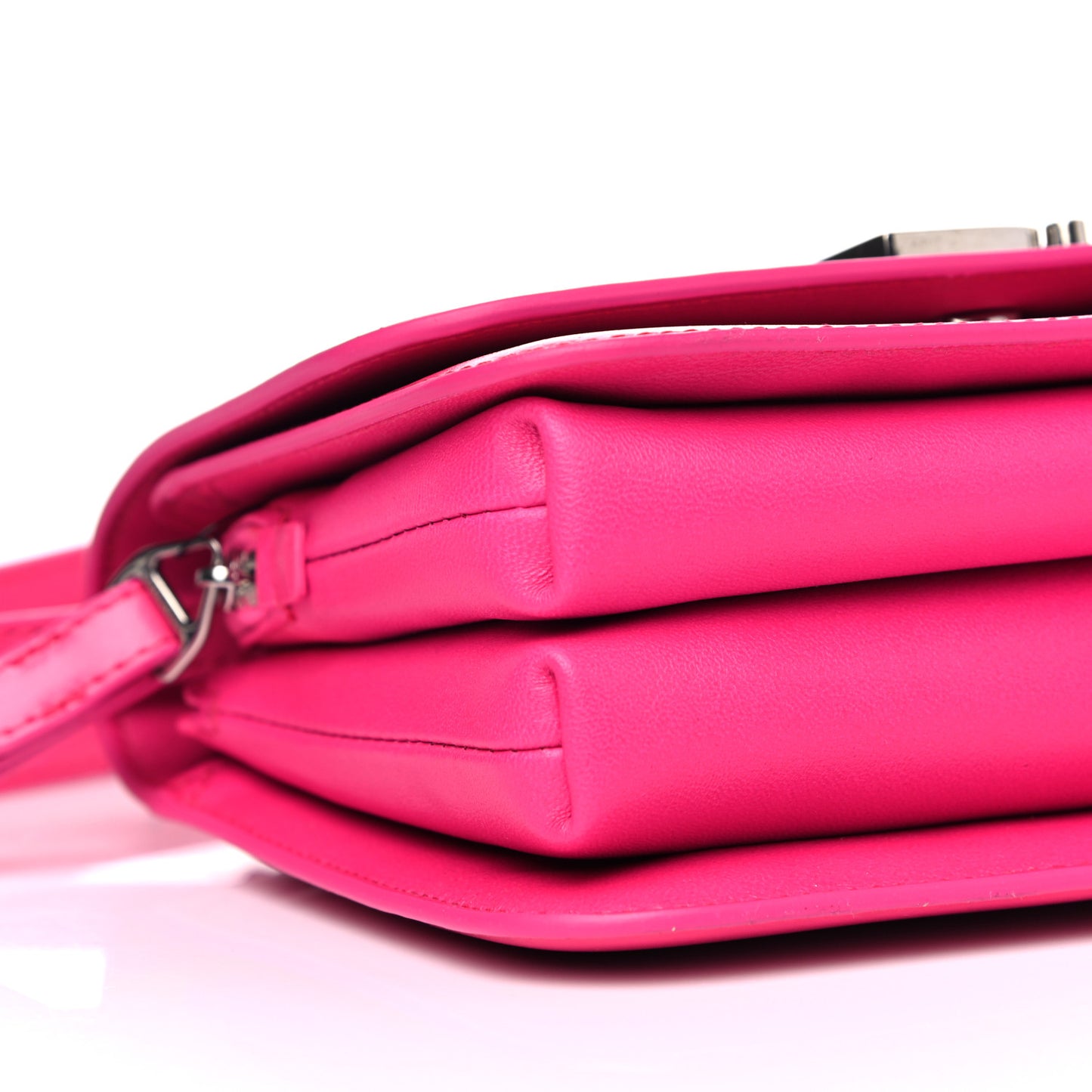 Shiny Box Calfskin Small B Bag Acid Fuchsia