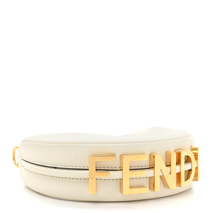 Fendi Vitello Grace Matte Nano Fendigraphy Hobo Charm White Ice 3 of 10