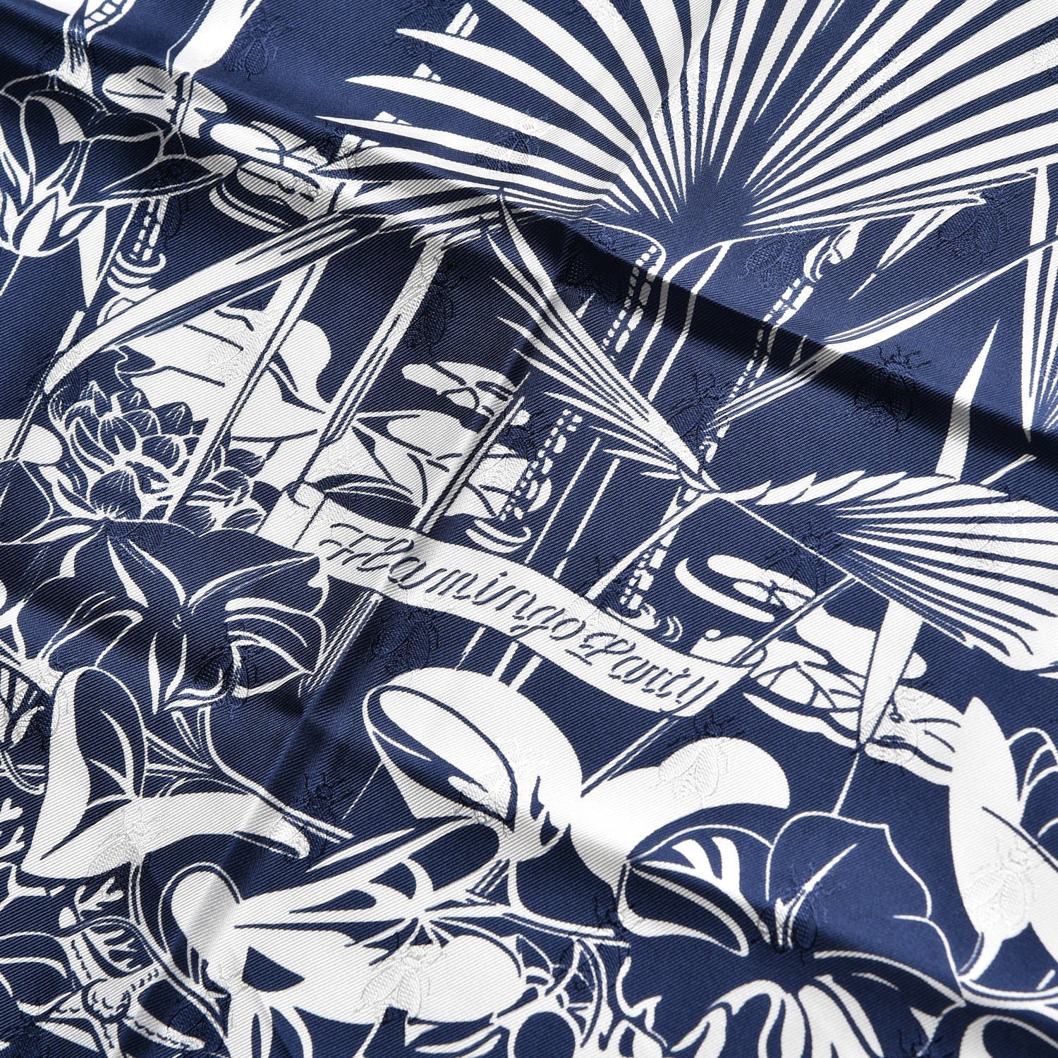 Hermes Silk Tatouage Flamingo Party Scarf 90 Bleu Blanc 4 of 6