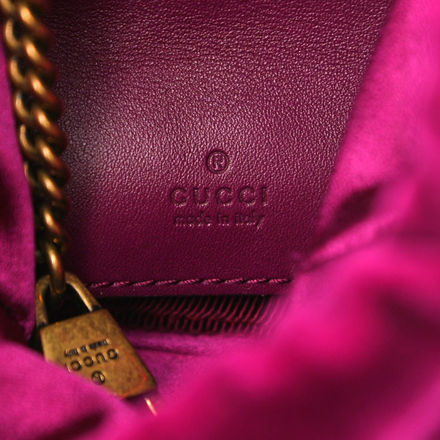 Velvet Matelasse Mini GG Marmont 2.0 Bucket Bag Fuchsia Violet Cyclamen
