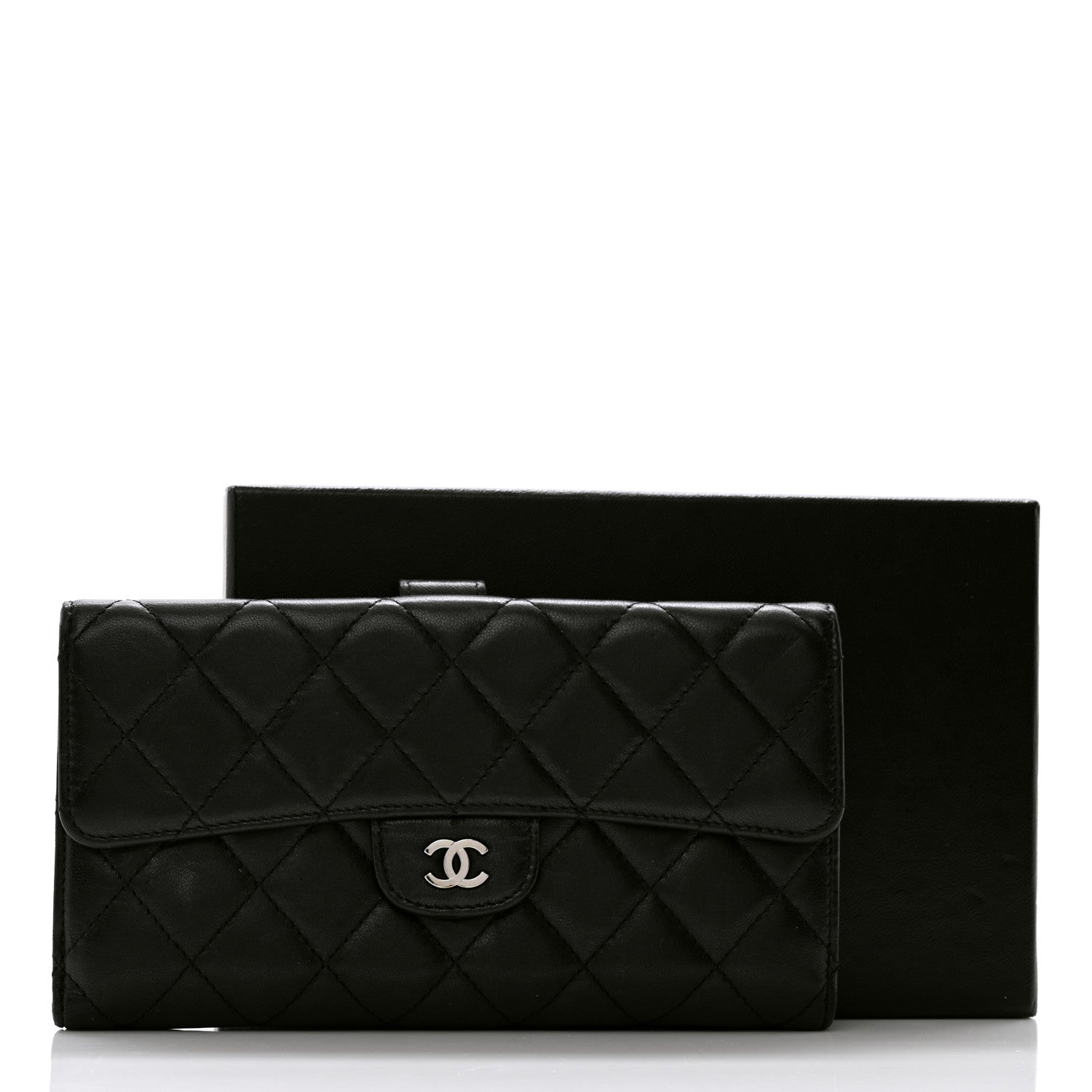 Chanel Lambskin Quilted Large Flap Wallet Black 11 of 11