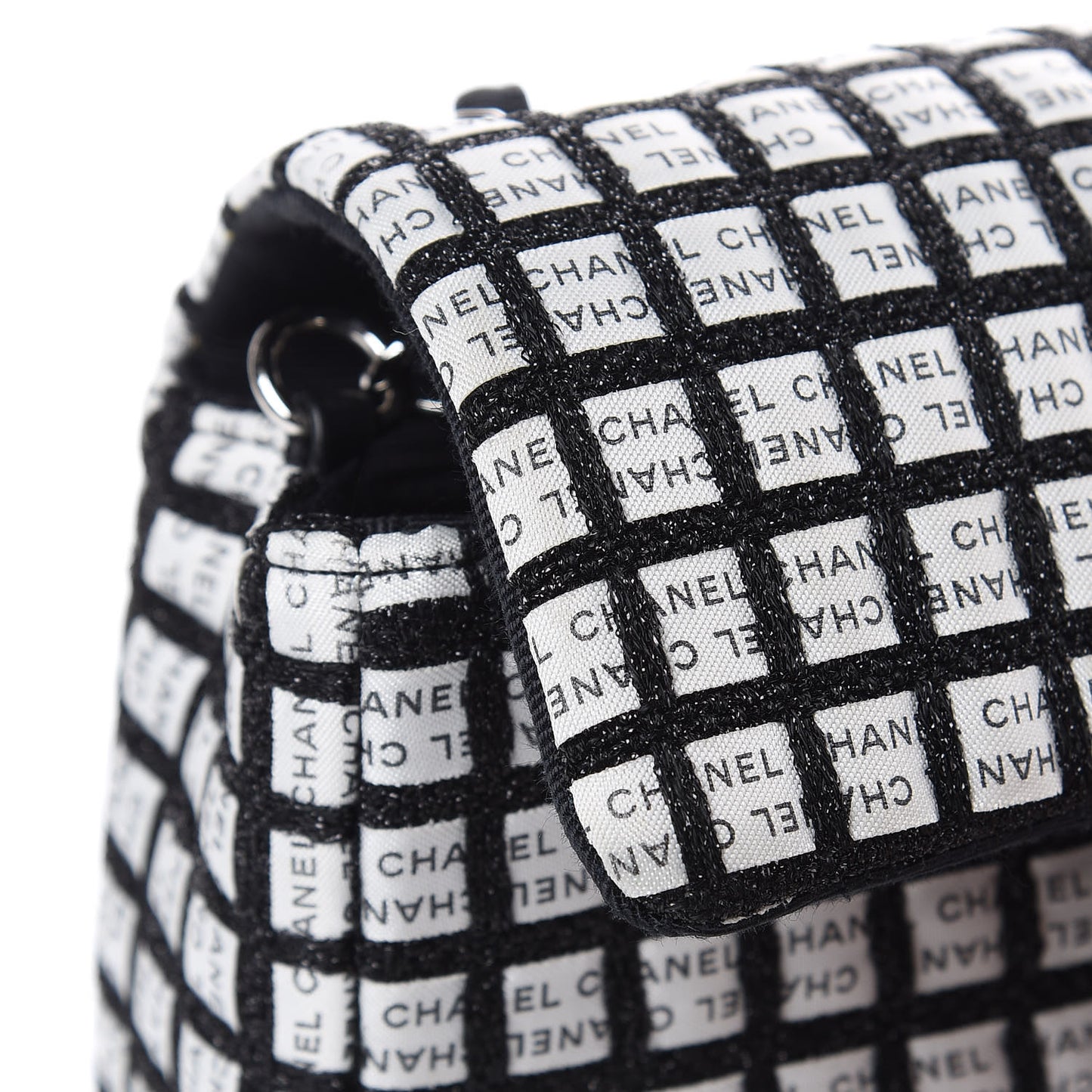 Ribbon Tweed Small Single Flap Black White