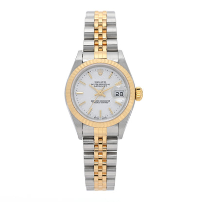 Rolex Stainless Steel 18K Yellow Gold 26mm Oyster Perpetual Datejust Watch White 79173 1 of 6