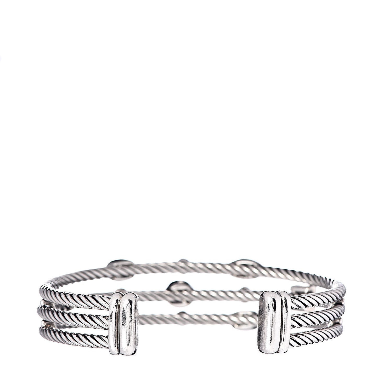 Sterling Silver Blue Topaz Hampton Blue Topaz Iolite Diamond Three Row Confetti Cuff Bracelet