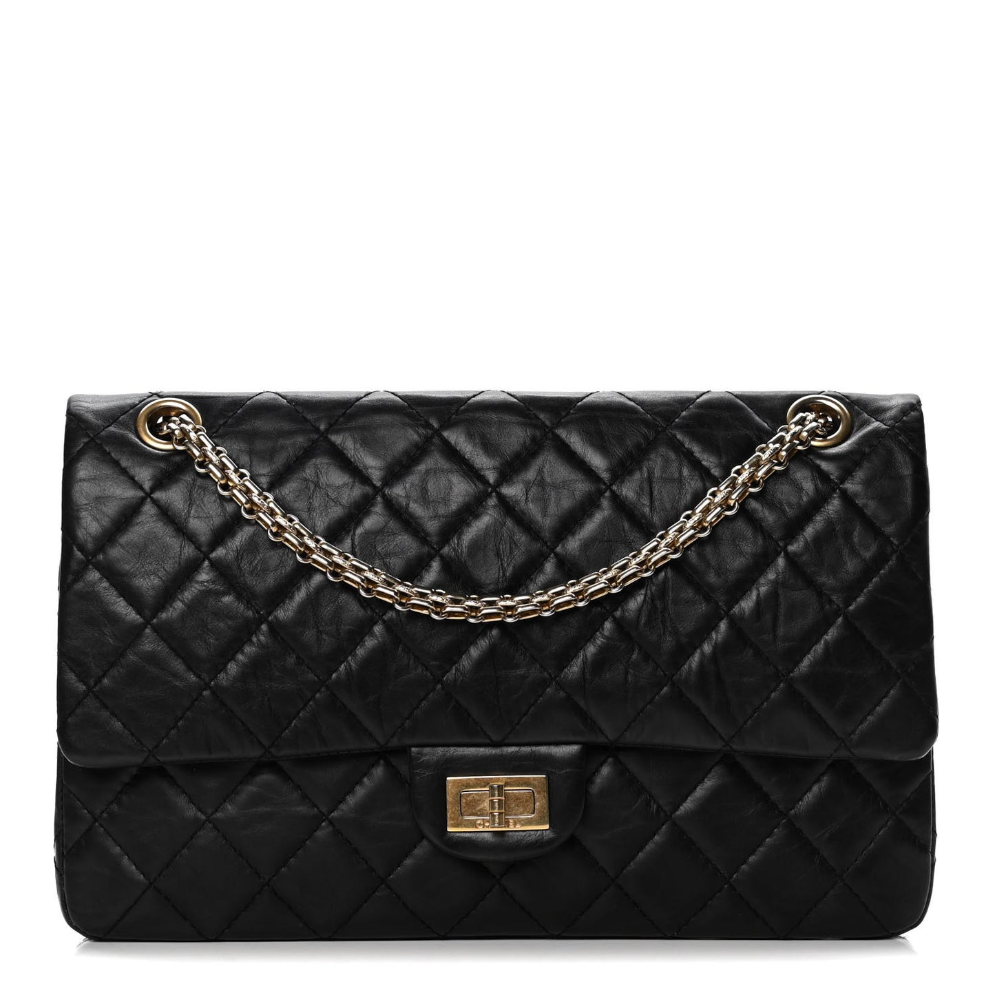 Aged Calfskin Quilted 2.55 Reissue 226 Flap Black