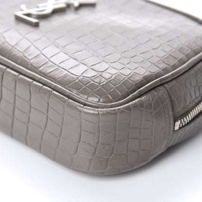 Saint Laurent Calfskin Crocodile Embossed Monogram Lou Camera Bag Fog 7 of 10