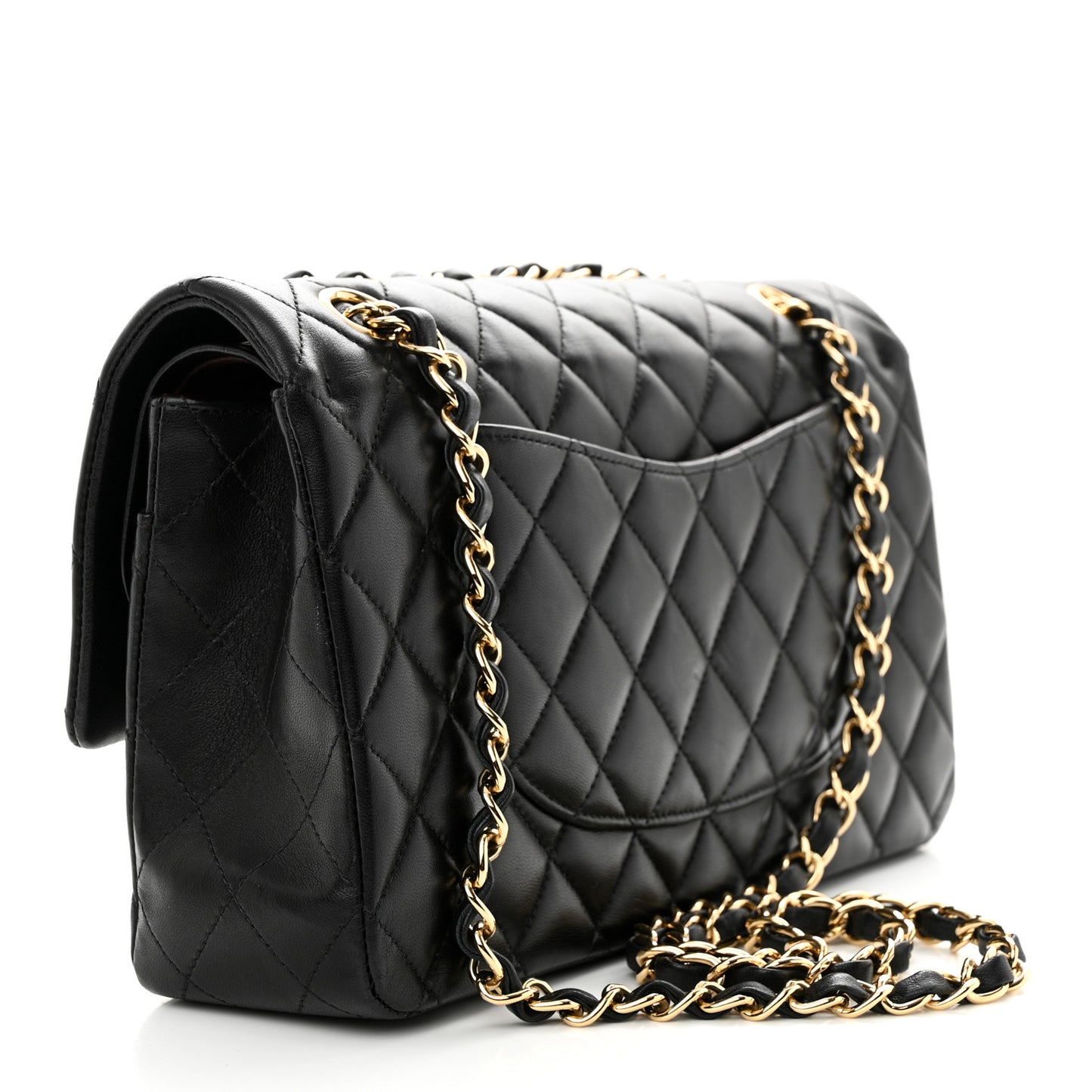 Lambskin Quilted Medium Double Flap Black