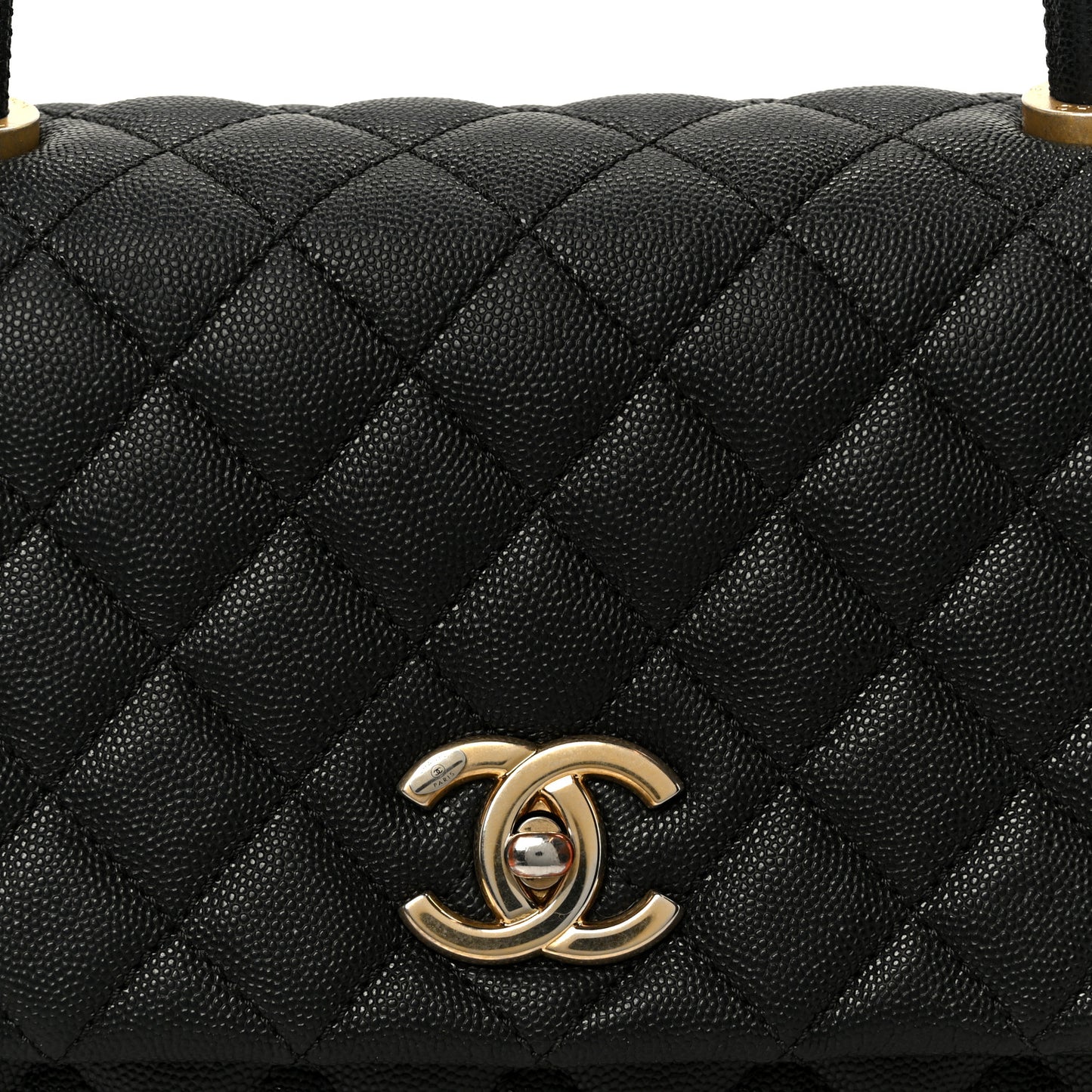 Caviar Quilted Small Coco Handle Flap Black