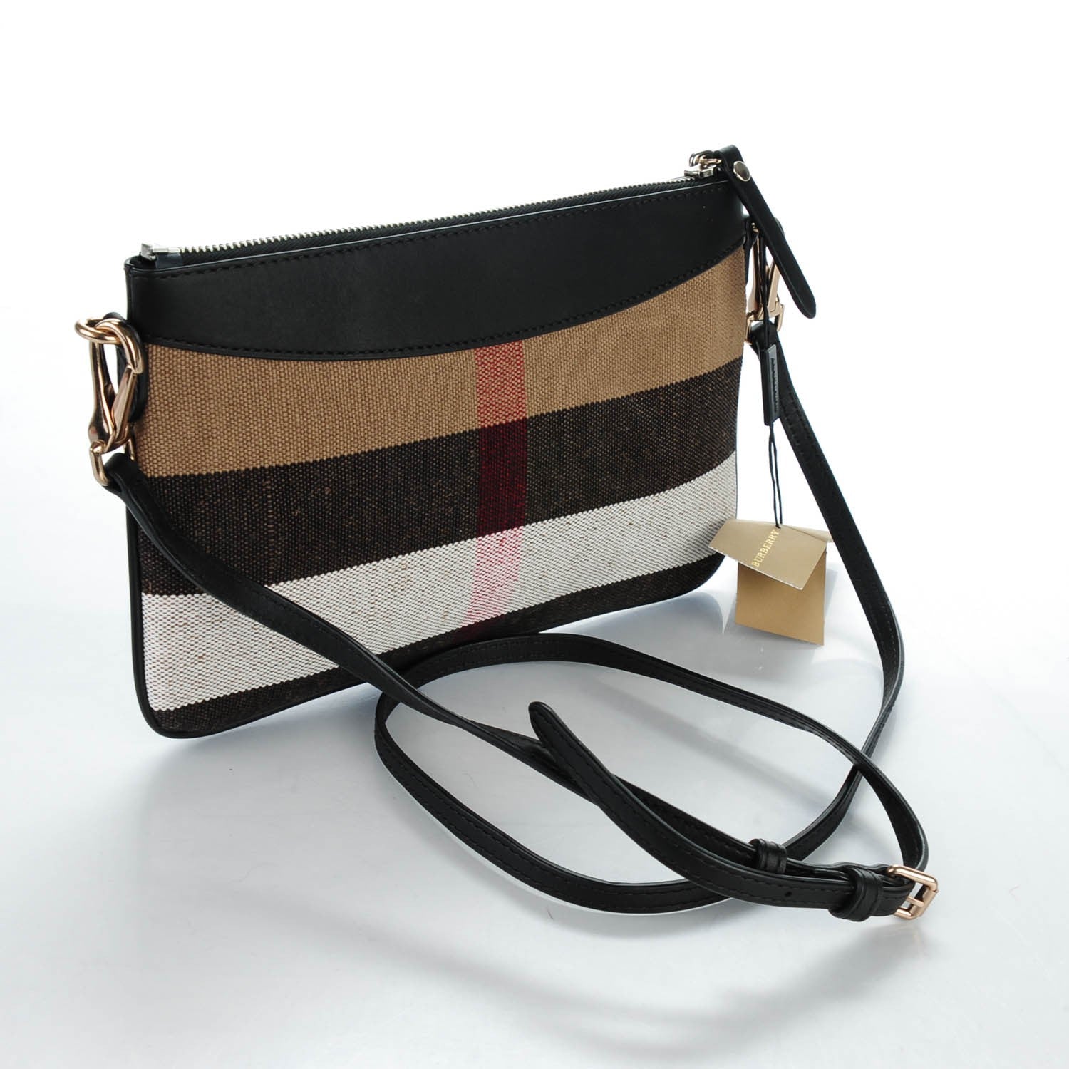 Burberry Mega Check Peyton Crossbody Clutch Bag Black 3 of 8