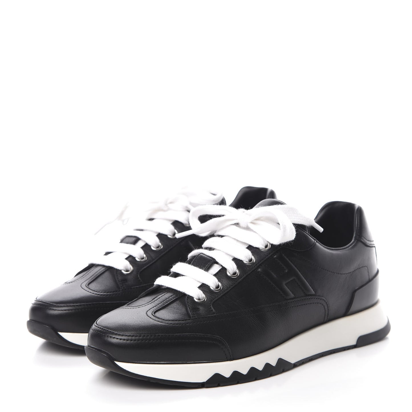 Calfskin Womens Trail Sneakers 39.5 Black
