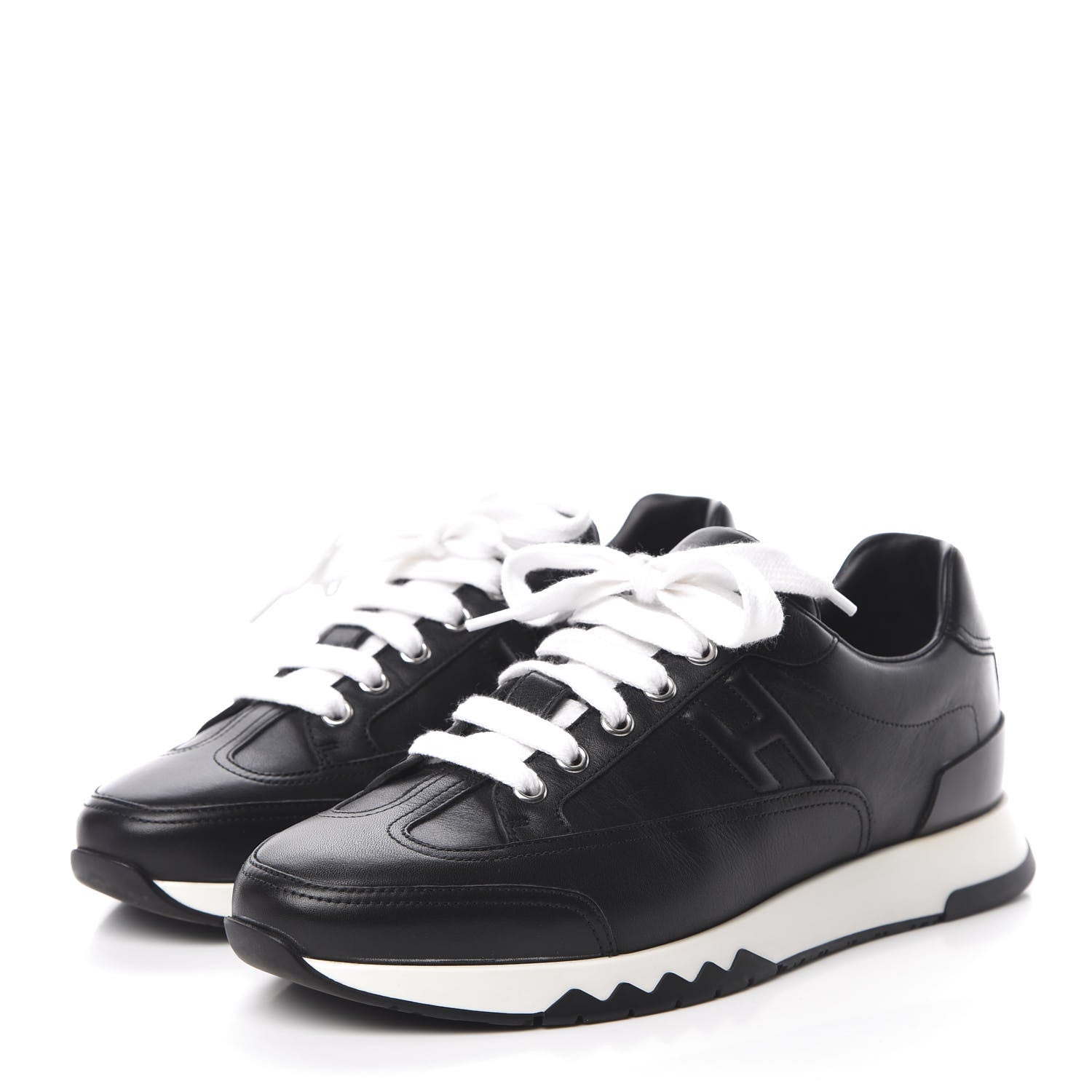 Hermes Calfskin Womens Trail Sneakers 39.5 Black 3 of 8