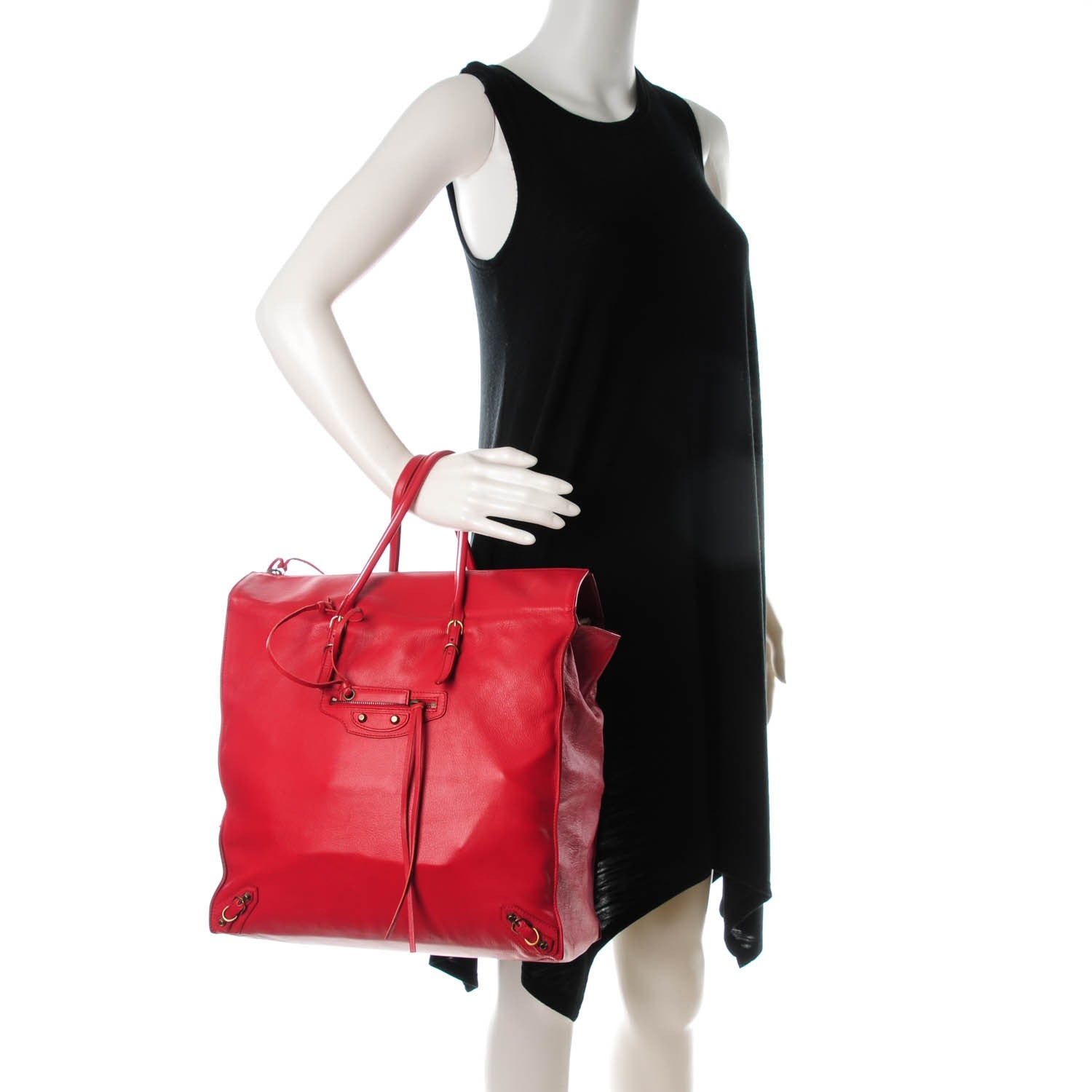 Balenciaga Veau Souple Papier Tote Rouge 2 of 7