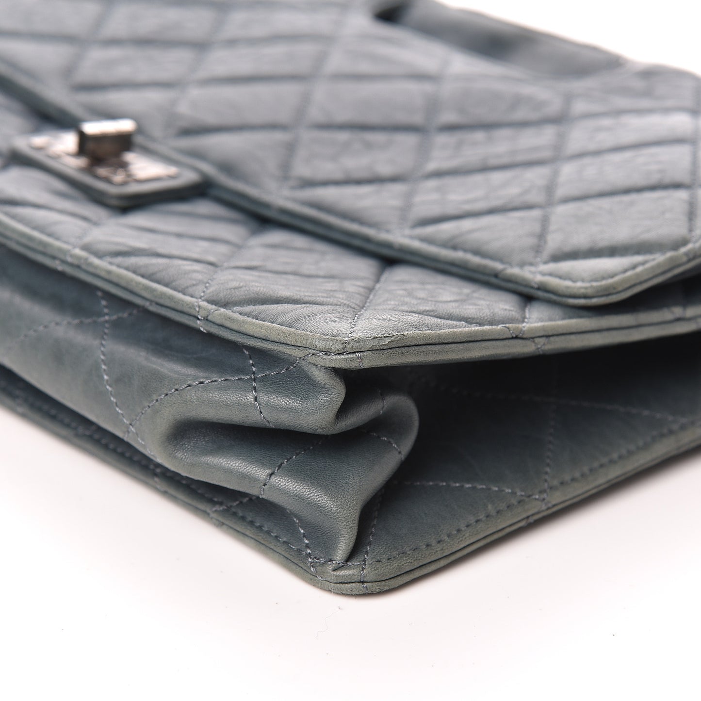 Washed Lambskin Quilted Maxi Take Away Flap Turquoise
