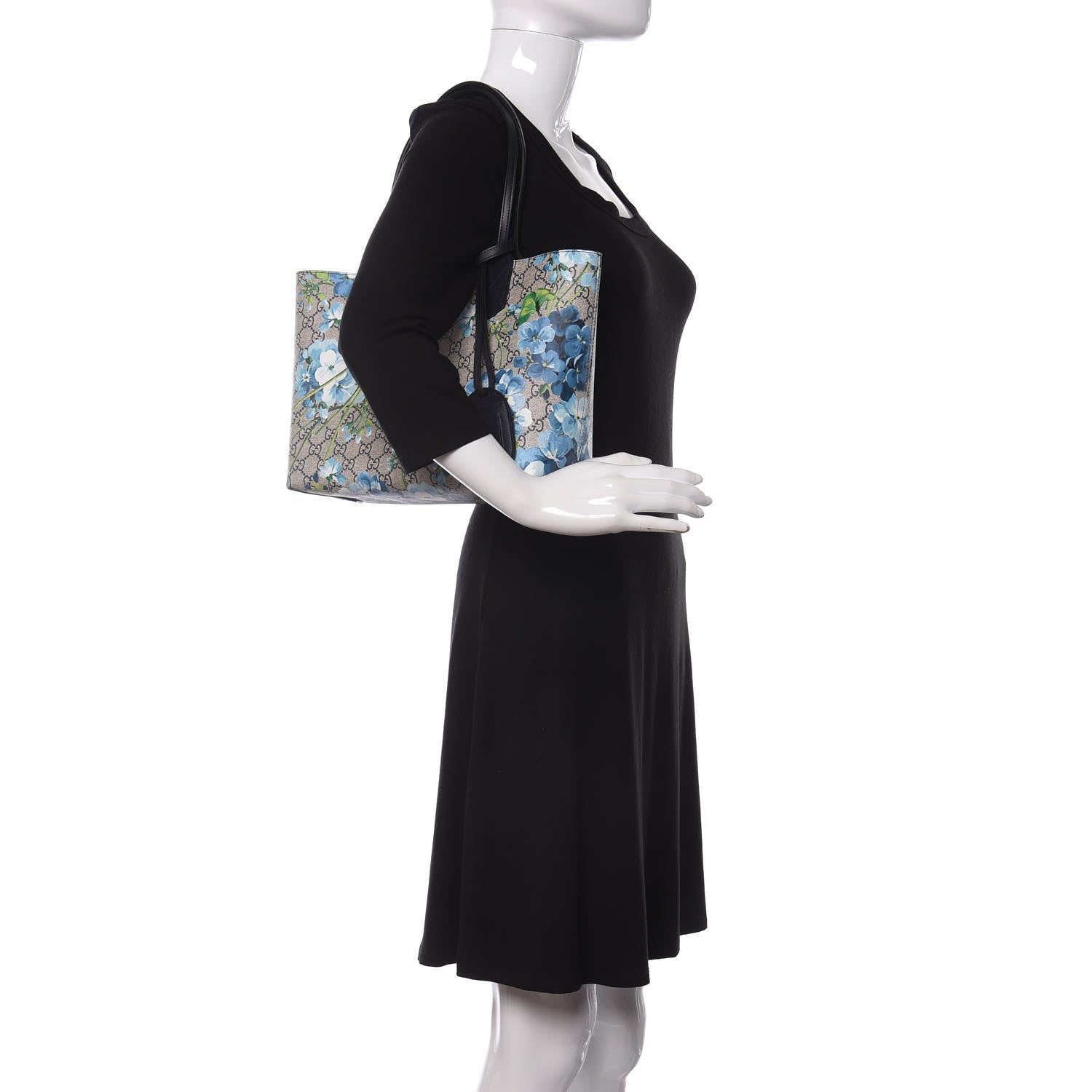 Gucci GG Supreme Monogram Blooms Small Reversible Tote Beige Blue Navy 2 of 10