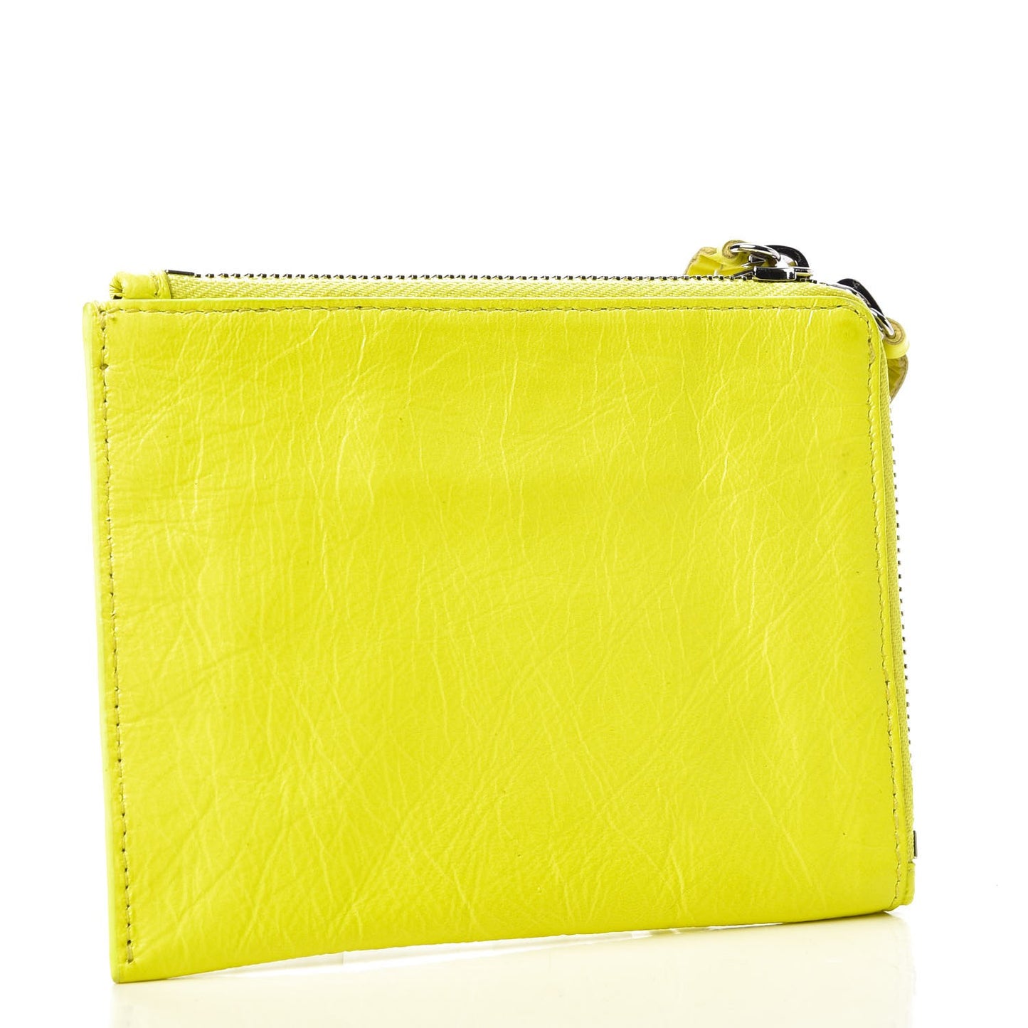 Agneau Arena Classic Hardware Mini Pouch Jaune Fluo