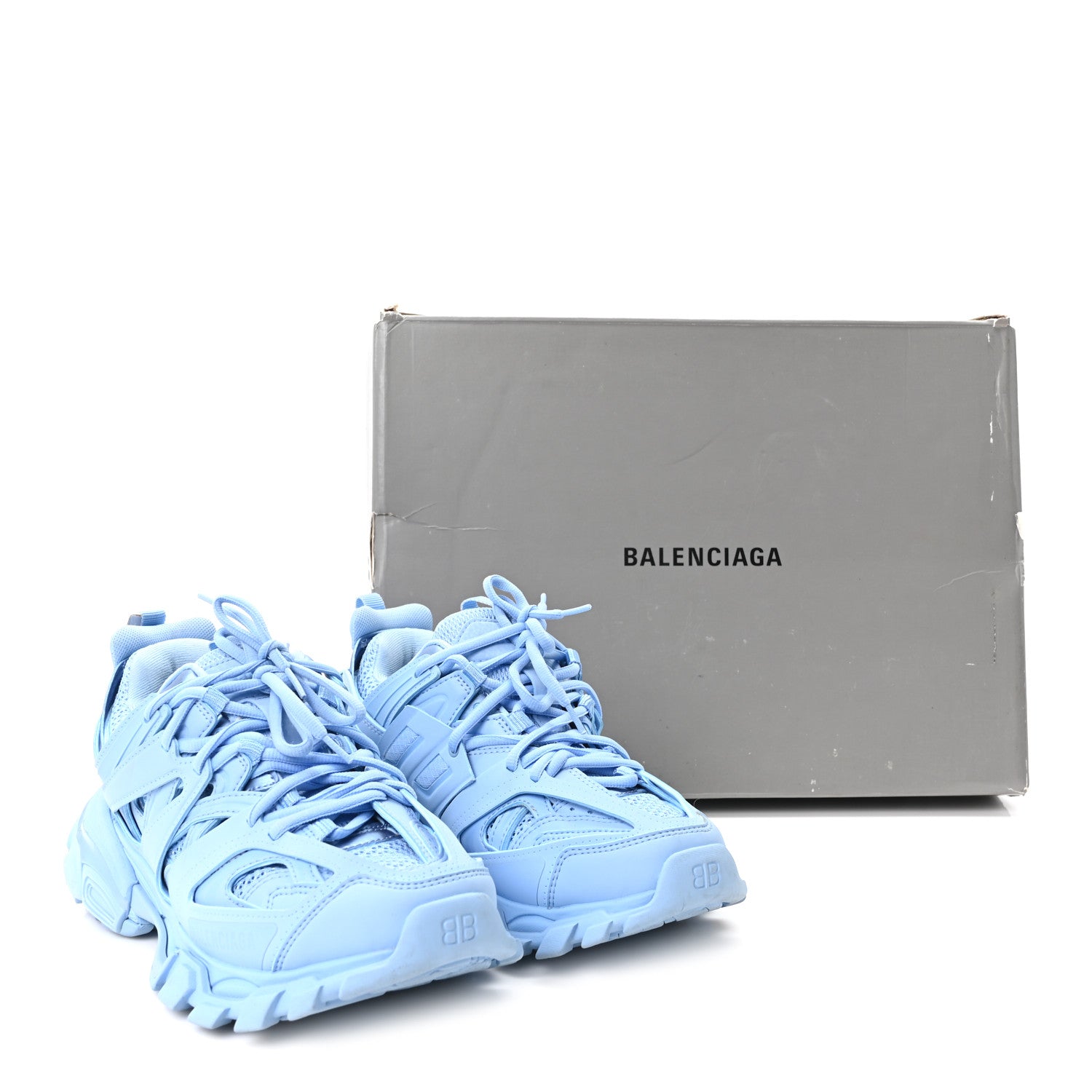 Balenciaga Mesh Nylon Womens Track Sneakers 37 Light Blue 10 of 10