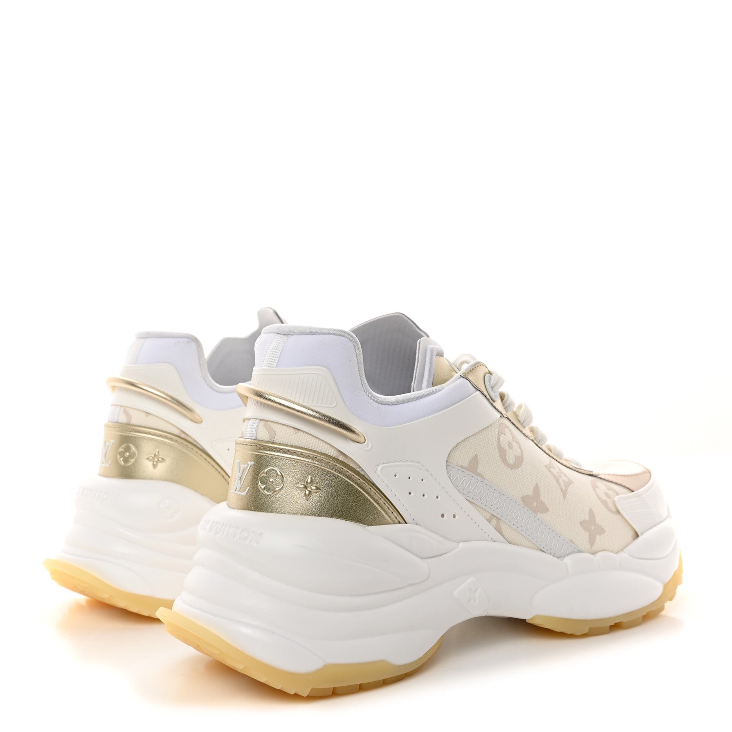 Louis Vuitton Monogram Calfskin Run 55 Sneakers 39 White Gold 4 of 9