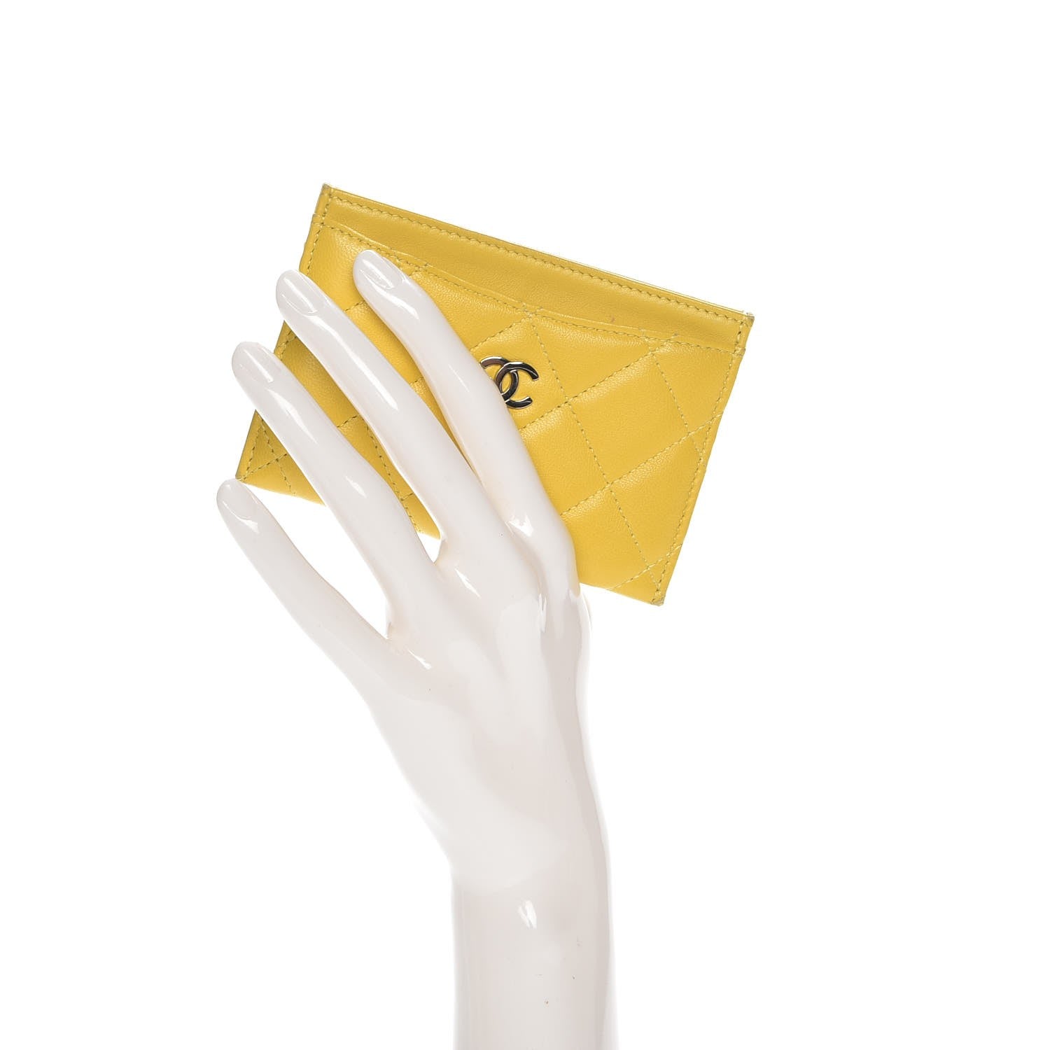 Chanel Lambskin Quilted Card Holder Yellow 2 of 9