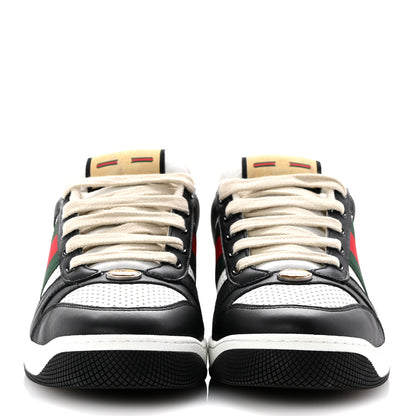 Gucci Calfskin Web Mens Screener Sneakers 7.5 Black White 3 of 10