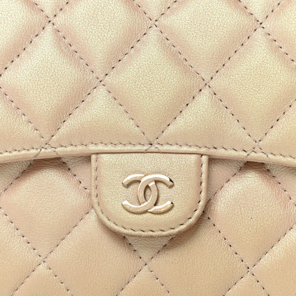 Chanel Iridescent Lambskin Quilted Flap Phone Holder With Chain Beige 10 of 13